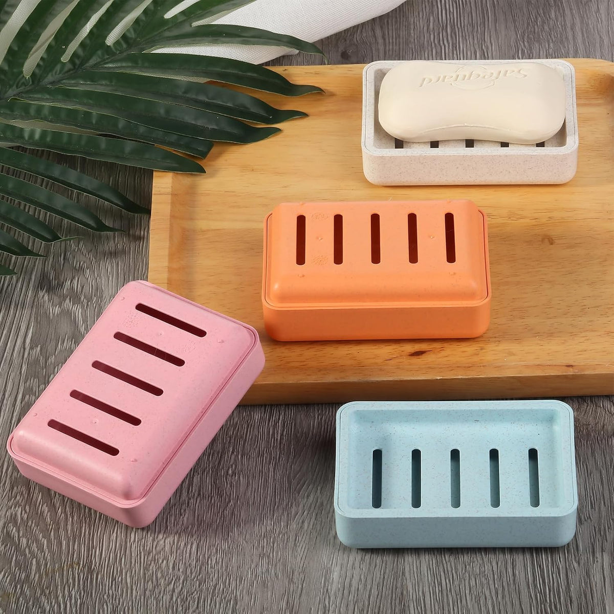 Soap Dish with Drain 2 Pack Plastic Sponge Holder for Shower