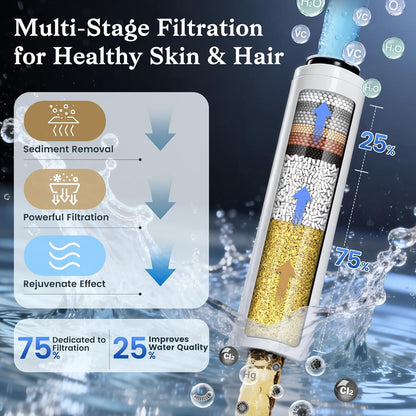 Filtered Shower Head with Handheld,High Pressure 4 Mode Shower with Filters