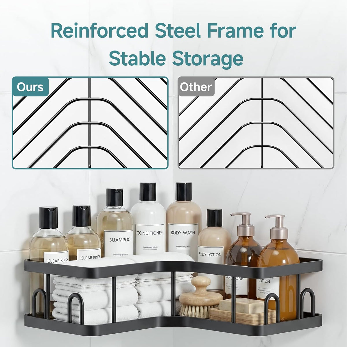 Veken Corner Shower Caddy 3-Pack, Advanced Rustproof Design&Stable Storage