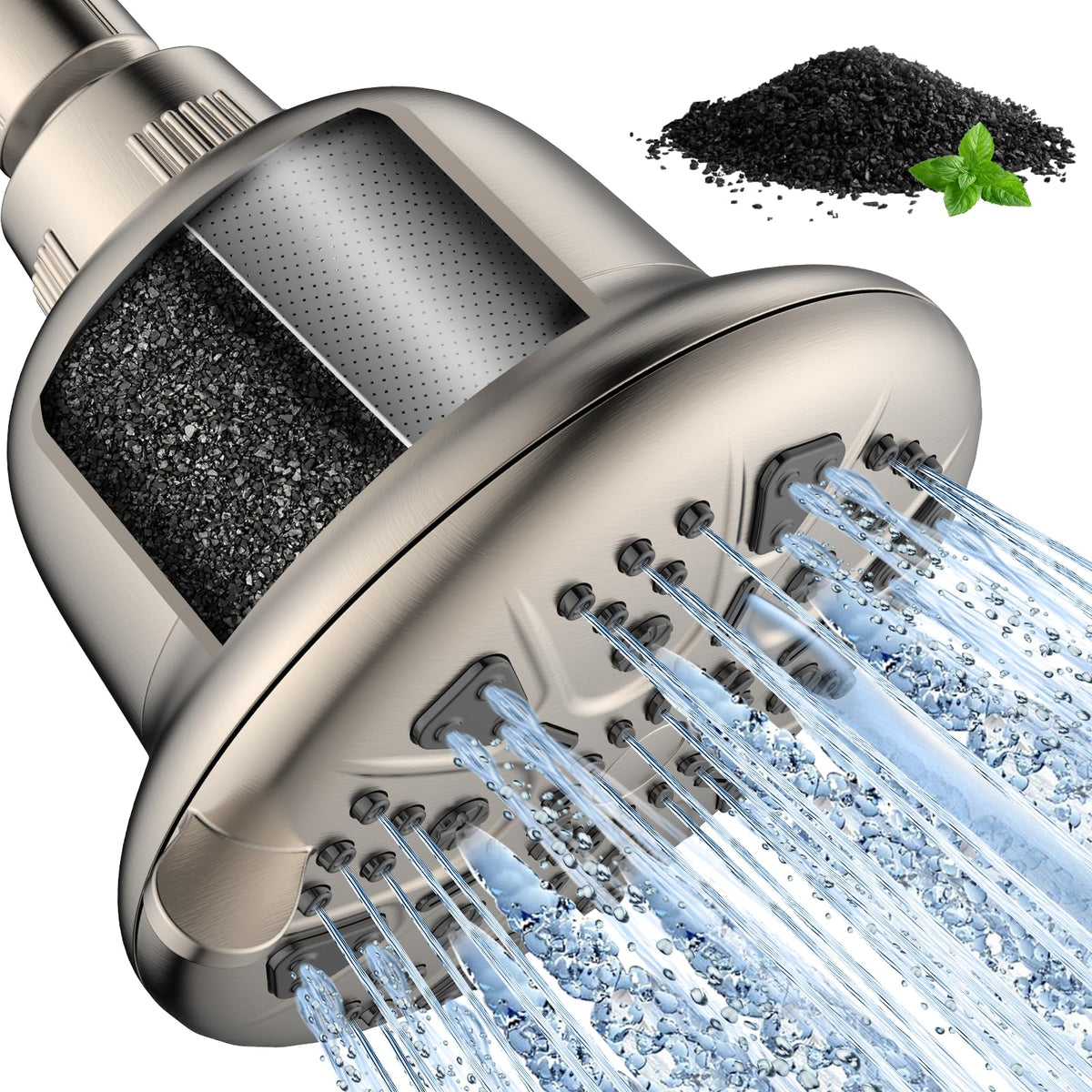 MakeFit Filtered Shower Head - High Pressure Shower Head with Filter for Hard Water Softener - 7 Settings Bathroom Rain Showerhead to Remove Chlorine and Heavy Metals (Chrome)