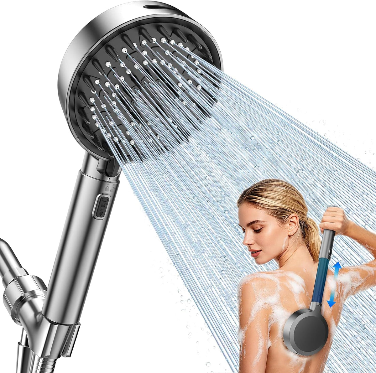 FEELSO Shower Head with Handheld, 5” High Pressure Hand held Showerhead