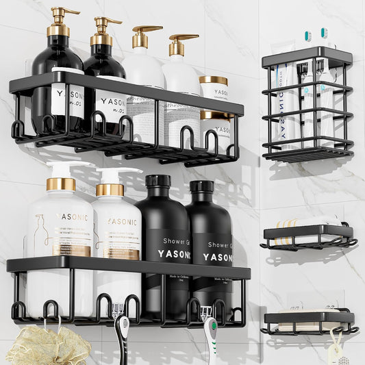 YASONIC Shower Caddy Adhesive, Rustproof Shower Organizer, Wall Shower Rack