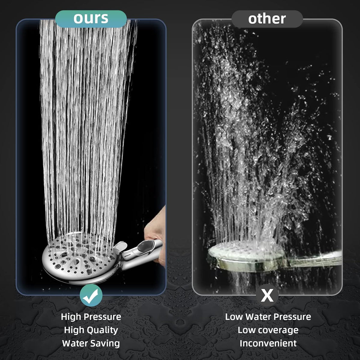 Cobbe 9 Spray Modes Handheld Shower Head, Water-Saving, Chrome