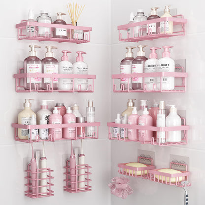 Liuoud 5 Pack Shower Caddy for Inside Shower, Pink Bathroom Decor Set
