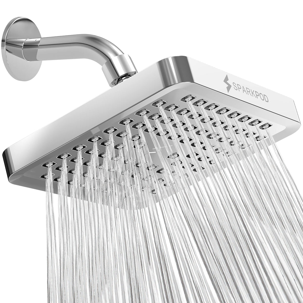 SparkPod Rain Shower Head, 8 Inch Round, Luxury Polished Chrome Finish