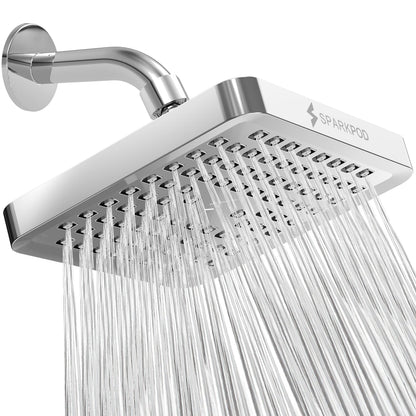 SparkPod Rain Shower Head, 6 Inch Round, Luxury Polished Chrome Finish