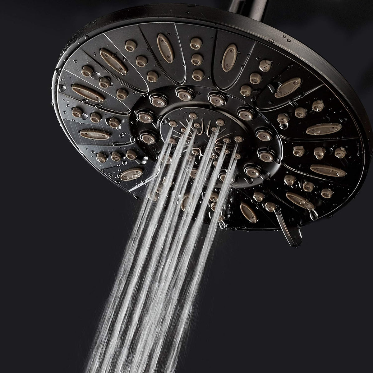 AquaDance OIL RUBBED BRONZE High Pressure 6-Setting 7" Rain Shower Head – Angle Adjustable, Anti-Clog Showerhead Jets, Tool-Free Installation - USA Standard Certified - U.S. Brand