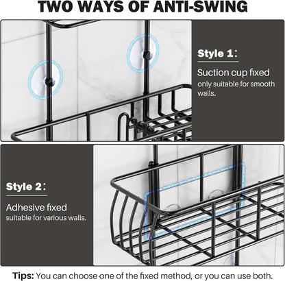 Epicano Shower Caddy Hanging,Large Capacity Shower Organizer,Black