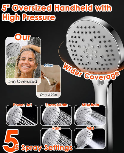 Jafeton 10 Inch High Pressure Rain Shower Head with Handheld Combo