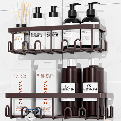 YASONIC Shower Caddy Adhesive, Rustproof Shower Organizer, Wall Shower Rack