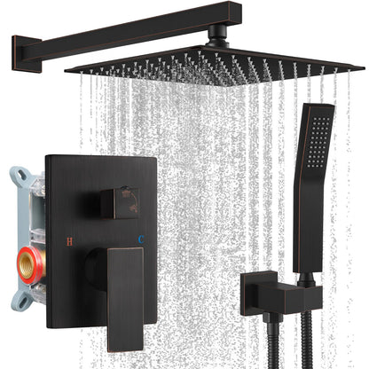 gotonovo Shower Faucet Set with Handheld Spray Matte Black,10'' Head
