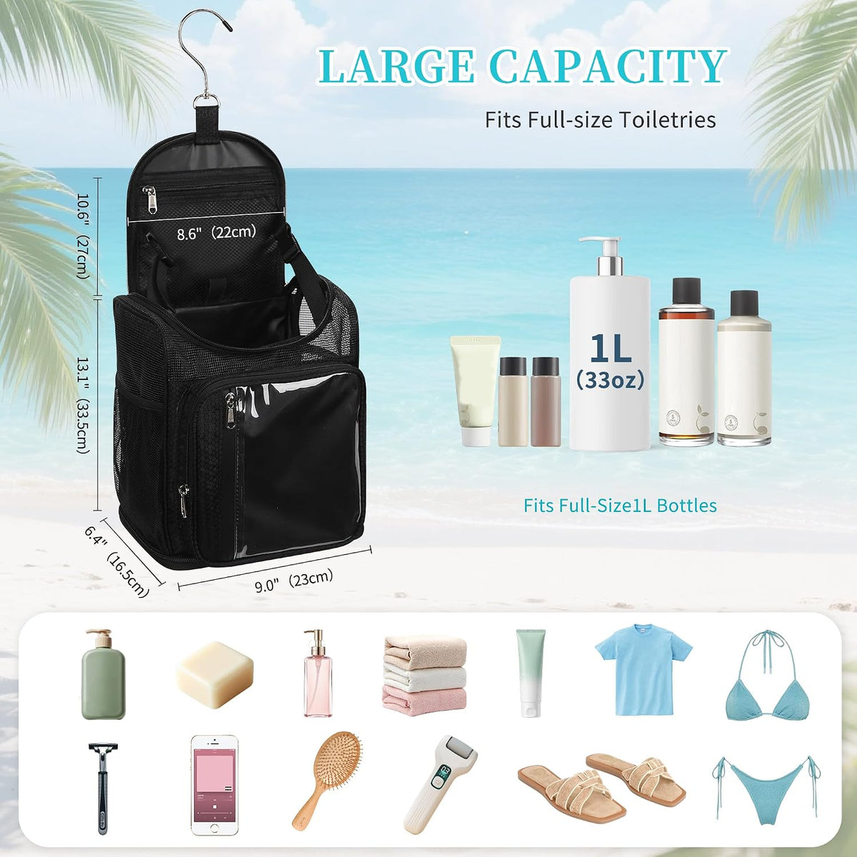 Bagmoly Hanging Shower Caddy Portable - Travel Toiletry Bag for College
