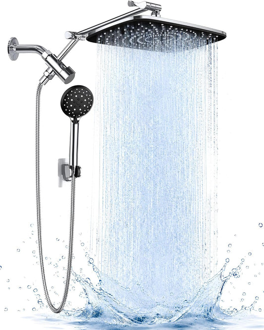Veken 11.8" High Pressure Shower Head with Handheld, Metal Core Fittings