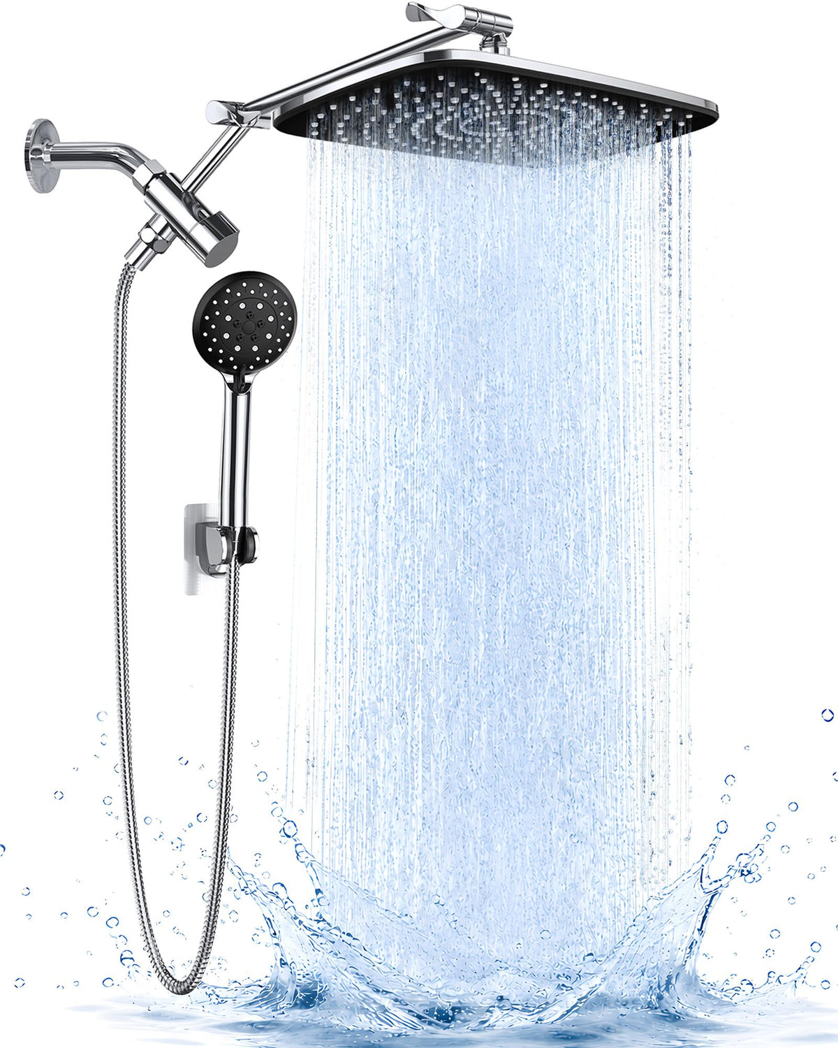 Veken 11.8" High Pressure Shower Head with Handheld, Metal Core Fittings