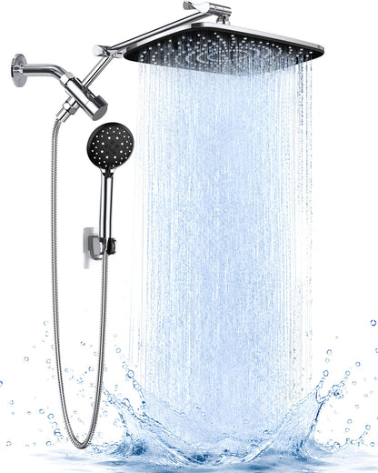 Veken 11.8" High Pressure Shower Head with Handheld, Metal Core Fittings