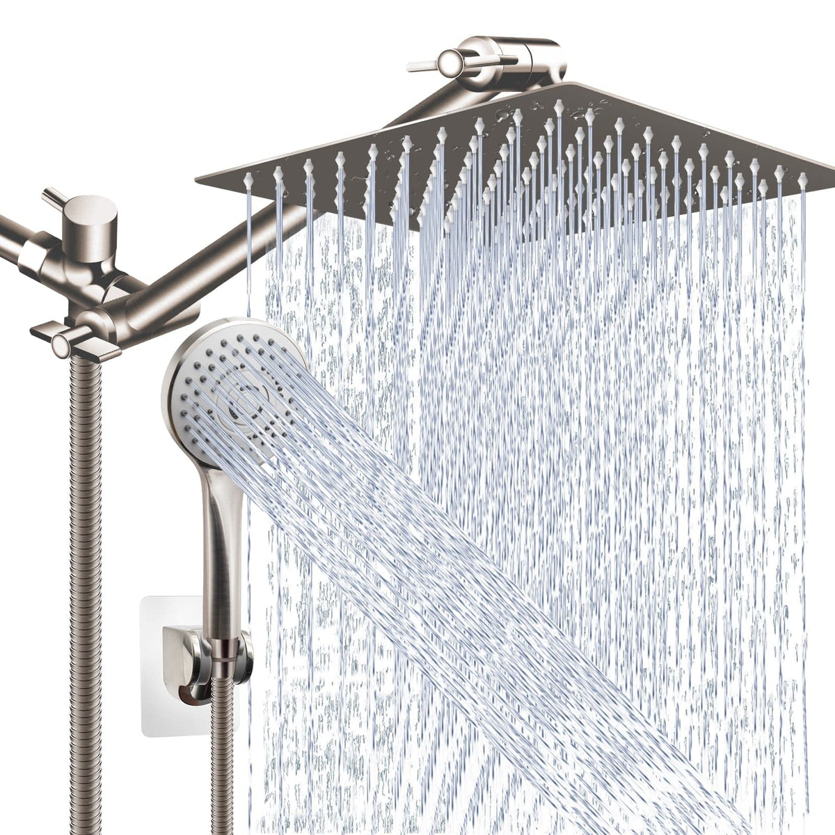 Shower Head Combo,10" High Pressure with 11" Extension Arm 5 Spray Handheld