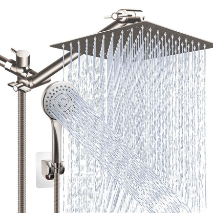 Shower Head Combo,10" High Pressure with 11" Extension Arm 5 Spray Handheld