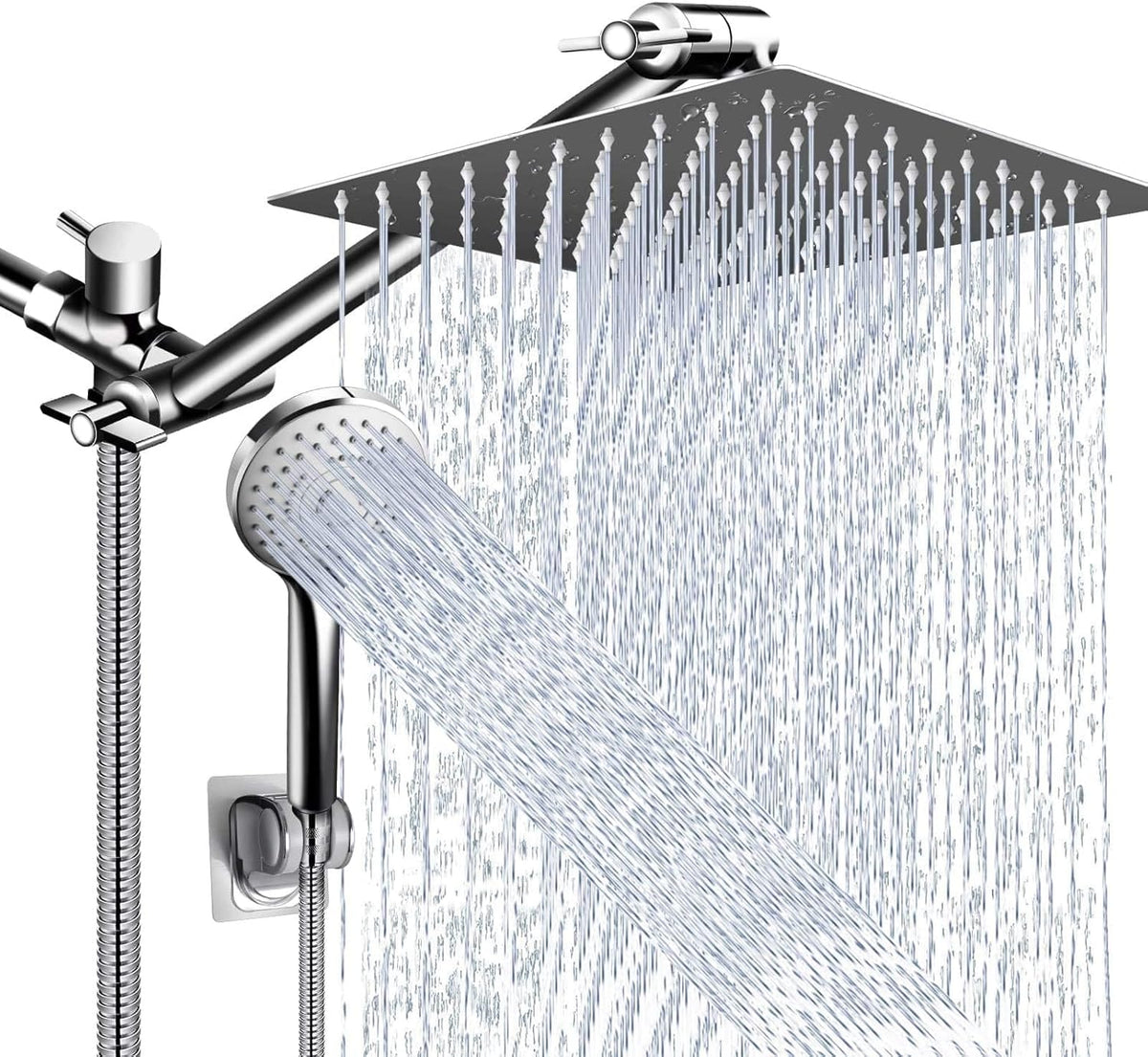 Shower Head Combo,10" High Pressure with 11" Extension Arm 5 Spray Handheld