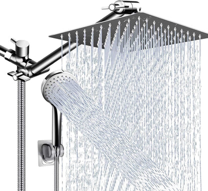 Shower Head Combo,10" High Pressure with 11" Extension Arm 5 Spray Handheld