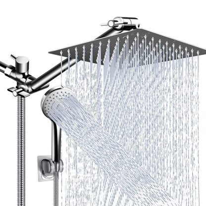 Shower Head Combo,10" High Pressure with 11" Extension Arm 5 Spray Handheld