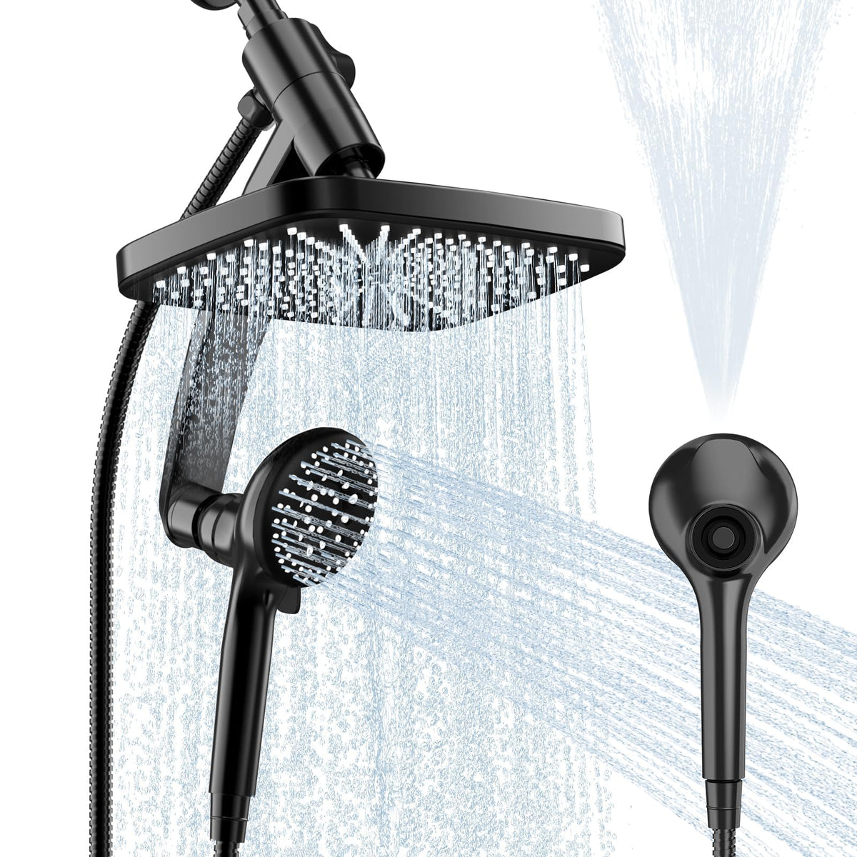 12 Inch High Pressure Rain Shower Head Combo,9 Settings Shower Handheld