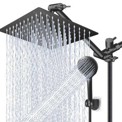 Shower Head Combo,10" High Pressure with 11" Extension Arm 5 Spray Handheld