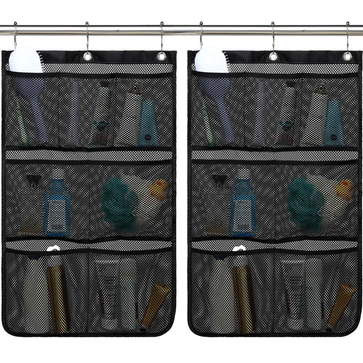 Fammart Mesh Shower Caddy Portable for College Dorm Room Essentials, Odorless Polyester Large Shower Tote Bag with Dual Handles, 8-Pocket Quick-Dry Toiletry Organizer for Travel, Beach, Camping, Gym