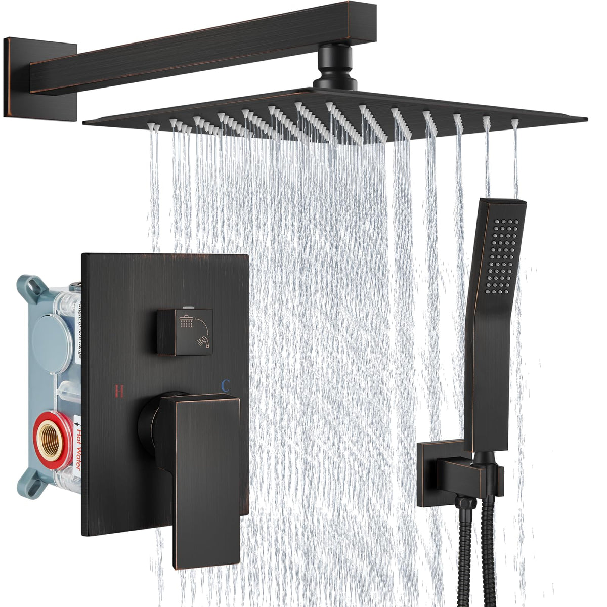 Aolemi Shower Faucet Set with Handheld Matte Black 8 Inch Head