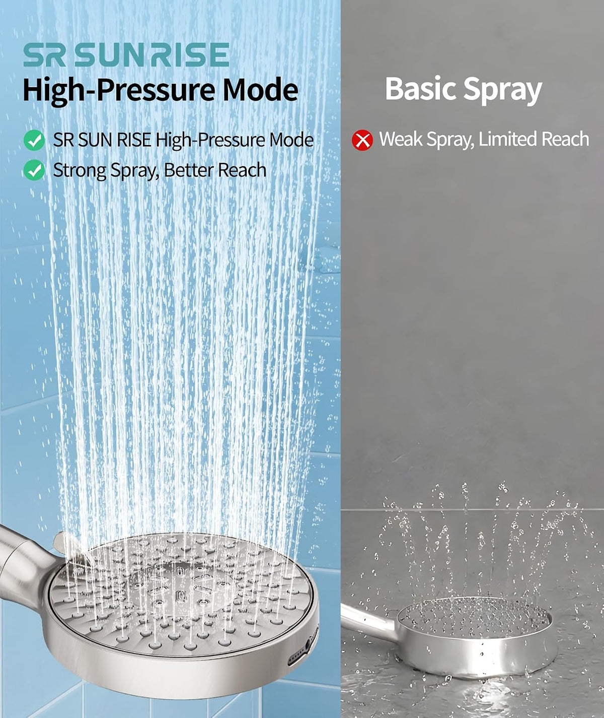 SR SUN RISE Filtered Shower Head with Handheld High Pressure 9 Spray Mode Showerhead Detachable Shower Head Water Softener Filters Beads for Hard Water Remove Chlorine 1 Filter Light Champagne