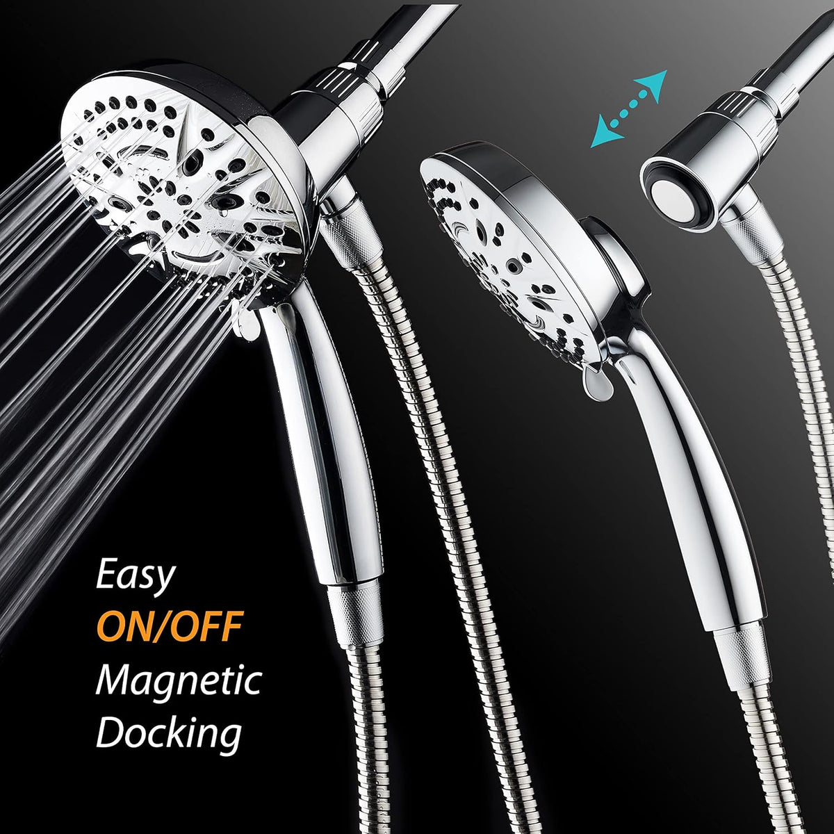 AquaDance New Magnetic Docking 8-setting High Pressure Handheld Shower Head