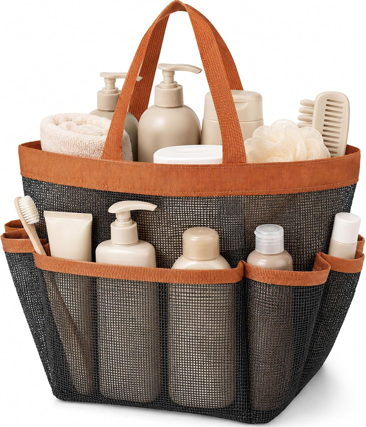 Mesh Shower Caddy for College Dorm Essentials, Large 9-Pocket Shower Basket