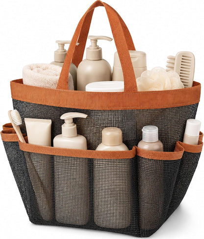 Mesh Shower Caddy for College Dorm Essentials, Large 9-Pocket Shower Basket