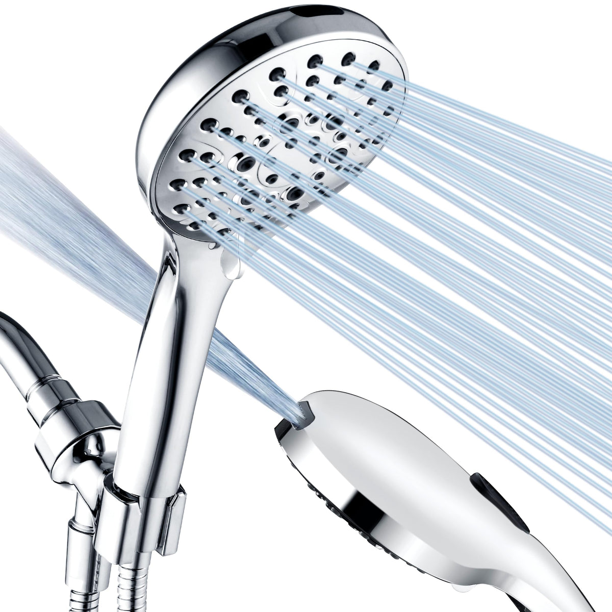 BRIGHT SHOWERS High Pressure Shower Head with Handheld, 9 Spray Settings Showerhead Built in Power Wash to Clean Tub and Pets, Extra Long 69" Hose, Adjustable Bracket, Oil-Rubbed Bronze