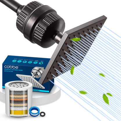 Cobbe High Pressure Filtered Shower Head with Filters for Hard Water Combo