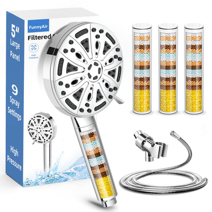 Filtered Shower Head with Handheld（3 Filters）Water Softener for Hard Water