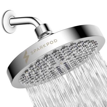 SparkPod Rain Shower Head, 8 Inch Round, Luxury Polished Chrome Finish