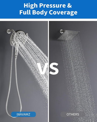 INAVAMZ 2 in 1 Shower Head with Handheld Combo High Pressure Nickel 1.8 GPM
