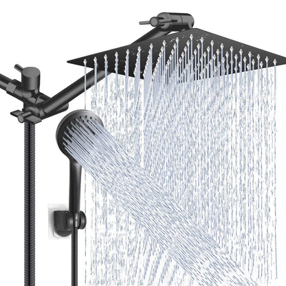 Shower Head Combo,10" High Pressure with 11" Extension Arm 5 Spray Handheld