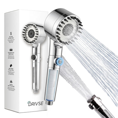 Drivse Filtered Shower Head for Hard Water | Ion Drops | 3 Spray Modes