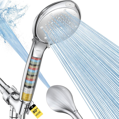 FASDUNT Filtered Shower Head with Handheld, High Pressure 8 Sprays, Chrome