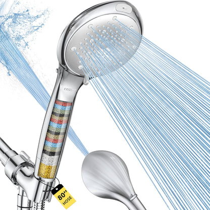 FASDUNT Filtered Shower Head with Handheld, High Pressure 8 Sprays, Chrome