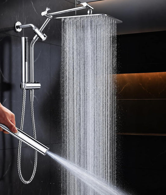 Veken All Metal 10"Luxurious Rain Shower Head with Handheld Spary,Power Jet