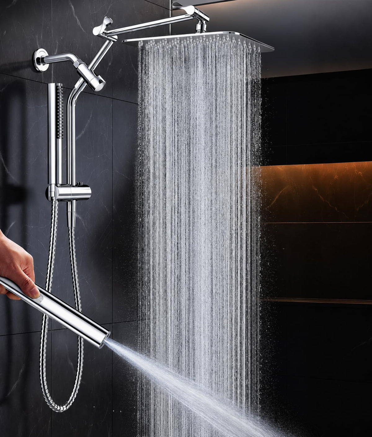 Veken All Metal 10"Luxurious Rain Shower Head with Handheld Spary,Power Jet