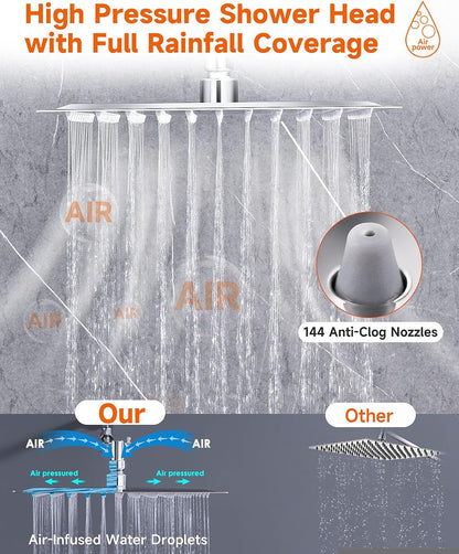 Jafeton 10 Inch High Pressure Rain Shower Head with Handheld Combo