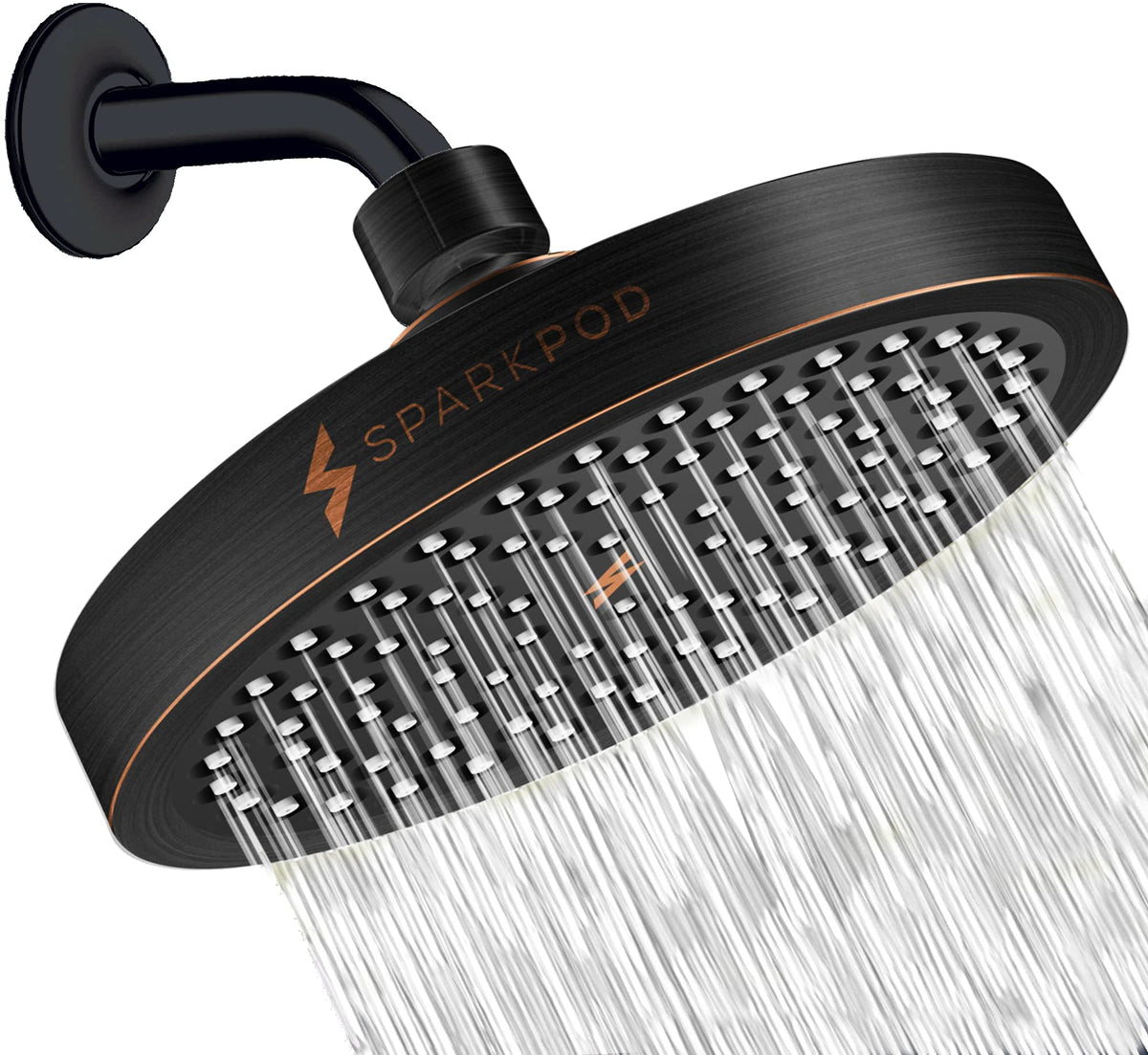 SparkPod Rain Shower Head, 8 Inch Round, Luxury Polished Chrome Finish