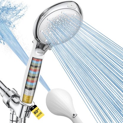 FASDUNT Filtered Shower Head with Handheld, High Pressure 8 Sprays, Chrome