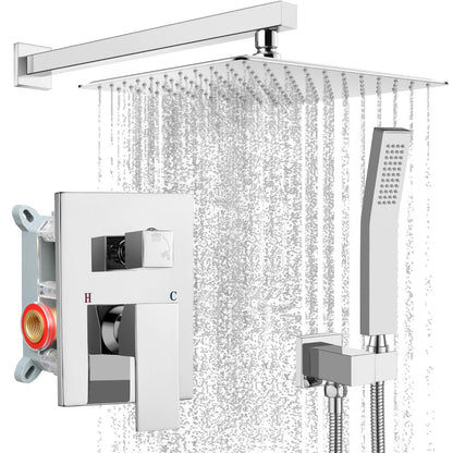 gotonovo Shower Faucet Set with Handheld Spray Matte Black,10'' Head