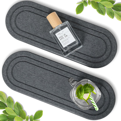 3PCS Water Absorbing Stone Tray, DryingNeat Diatomite Stone Sink Tray, Instant Dry Sink Coasters, Kitchen Sponge Hand Soap Holder, Countertop Fast Drying Counter Trays,8 * 4inch and 4 * 4inch