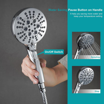 GwernKB Handheld Shower Head with ON OFF Switch & 79in Stainless Steel Hose