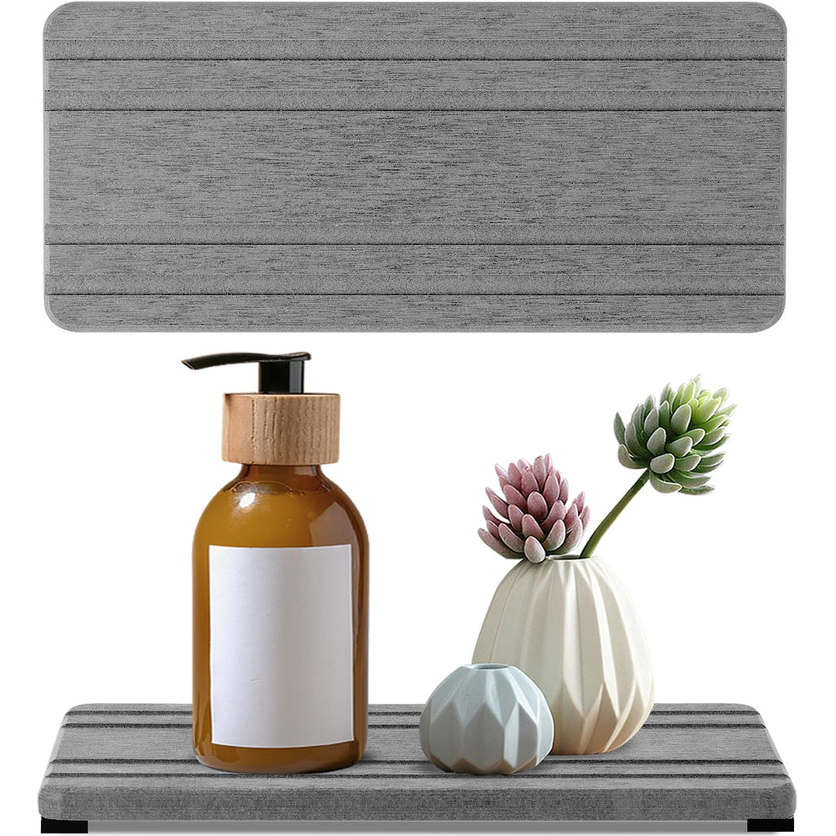 3PCS Water Absorbing Stone Tray, DryingNeat Diatomite Stone Sink Tray, Instant Dry Sink Coasters, Kitchen Sponge Hand Soap Holder, Countertop Fast Drying Counter Trays,8 * 4inch and 4 * 4inch